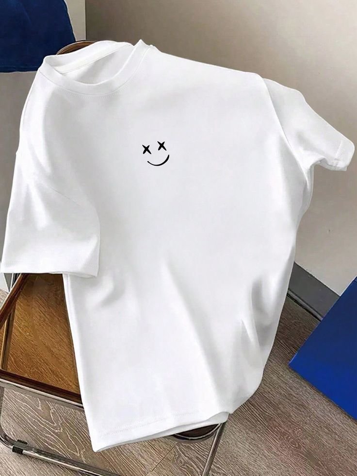 Mens-Summer-Casual-Short-Sleeve-T-Shirt-With-Smiling-Face-Print-Round-Neck